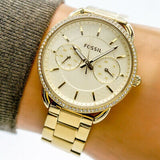 Buy Shop Fossil Tailor Gold Dial Gold Steel Strap Watch for Women - ES4263 USA Online