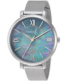 Buy Shop Fossil Jacqueline Mother of Pearl Blue Dial Silver Mesh Strap Watch for Women - ES4322 USA Online
