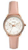Buy Shop Fossil Tailor Quartz White Dial Pink Leather Strap Watch for Women - ES4393 USA Online