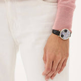 Buy Shop Fossil Jacqueline Mother of Pearl Dial Black Leather Strap Watch for Women - ES4535 USA Online