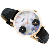 Buy Shop Fossil Jacqueline Mother of Pearl Dial Black Leather Strap Watch for Women - ES4535 USA Online