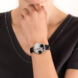 Buy Shop Fossil Jacqueline Mother of Pearl Dial Black Leather Strap Watch for Women - ES4535 USA Online