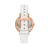 Fossil Jacqueline Quartz Mother of Pearl White Dial White Leather Strap Watch for Women - ES4579