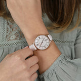 Fossil Jacqueline Quartz Mother of Pearl White Dial White Leather Strap Watch for Women - ES4579