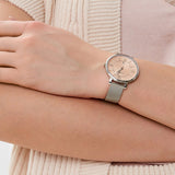Buy Shop Fossil Jacqueline Three Hand Pink Dial Silver Mesh Strap Watch for Women - ES5089 USA Online
