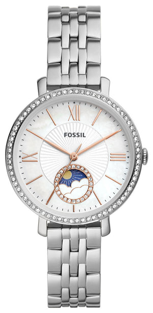 Buy Shop Fossil Jacqueline Multifunction Moonphase White Dial Silver Steel Strap Watch for Women - ES5164 USA Online