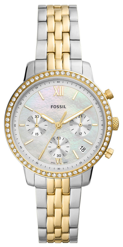 Buy Shop Fossil Neutra Chronograph Mother of Pearl White Dial Two Tone Steel Strap Watch for Women - ES5216 USA Online