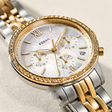 Buy Shop Fossil Neutra Chronograph Mother of Pearl White Dial Two Tone Steel Strap Watch for Women - ES5216 USA Online