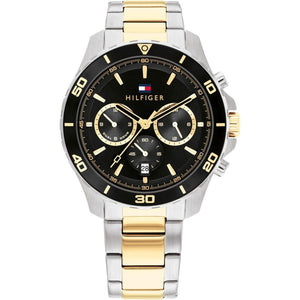 Buy Shop Tommy Hilfiger Jordon Chronograph Black Dial Two Tone Steel Strap Watch For Men - 1792095 USA Online