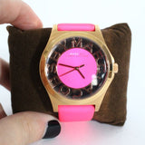 Buy Shop Marc Jacobs Henry Skeleton Pink Dial Pink Leather Strap Watch for Women - MBM1243 USA Online