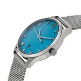 Buy Shop Gucci G-Timeless Turquoise Mother of Pearl Dial Silver Mesh Bracelet Watch For Women - YA126582 USA Online