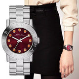 Buy Shop Marc Jacobs Amy Red Dial Silver Steel Strap Watch for Women - MBM3333 USA Online