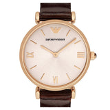 Buy Shop Emporio Armani Classic Quartz Pink Dial Brown Leather Strap Watch For Women - AR1911 USA Online