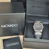 Buy Shop Movado Museum Diamonds Black Dial Silver Steel Strap Watch For Men - 606878 USA Online