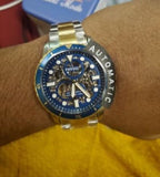 Buy Shop Fossil FB-01 Automatic Skeleton Blue Dial Two Tone Steel Strap Watch for Men - ME3191 USA Online
