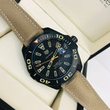 Buy Shop Tag Heuer Aquaracer 300 Calibre 5 Automatic Black Dial Brown Nylon Strap Watch for Men - WAY208C.FC6383 USA Online