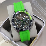 Buy Shop Fossil Bannon Chronograph Grey Dial Green Silicone Strap Watch for Men - BQ2501 USA Online