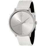 Calvin Klein Accent Silver Dial White Leather Strap Watch for Men - K2Y2X1KW