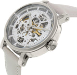 Buy Shop Fossil Boyfriend Automatic Skeleton Silver Dial White Leather Strap Watch for Women - ME3069 USA Online