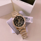 Buy Shop Michael Kors Brecken Chronograph Quartz Black Dial Gold Steel Strap Watch For Men - MK8481 USA Online