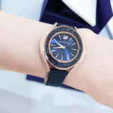 Buy Shop Swarovski Crystalline Aura Blue Dial Blue Leather Strap Watch for Women - 5519447 USA Online