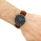 Buy Shop Daniel Wellington Classic St Mawes Black Dial Brown Leather Strap Watch For Men - DW00100130 USA Online