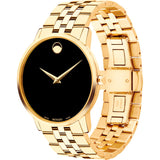 Buy Shop Movado Museum Black Dial Gold Steel Strap Watch For Men - 606997 USA Online