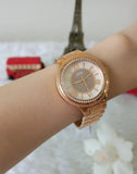 Buy Shop Guess Sassy Quartz White Dial Rose Gold Steel Strap Watch For Women - W0705L3 USA Online