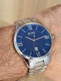 Buy Shop Hugo Boss Governer Blue Dial Silver Steel Strap Watch for Men - 1513487 USA Online