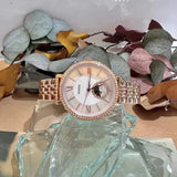 Buy Shop Fossil Jacqueline Analog Moonphase Mother of Pearl White Dial Rose Gold Steel Strap Watch for Women - ES5165 USA Online