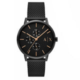 Armani Exchange Cayde Chronograph Black Dial Black Mesh Strap Watch For Men - AX2716