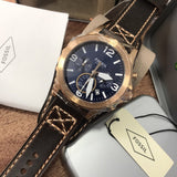 Buy Shop Fossil Nate Chronograph Blue Dial Brown Leather Strap Watch for Men - JR1505 USA Online