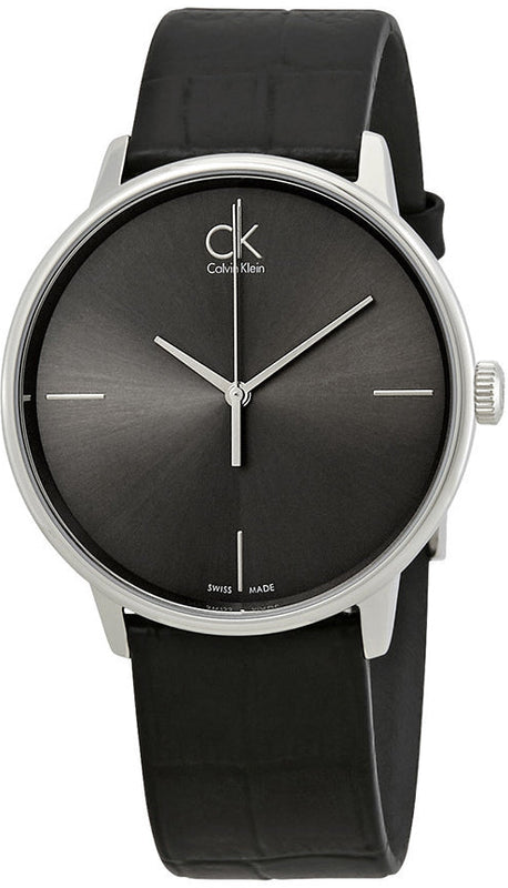 Buy Shop Calvin Klein Accent Black Dial Black Leather Strap Watch for Men - K2Y2X1C3 USA Online