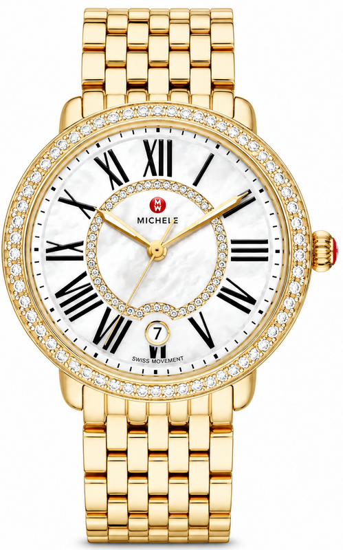 Buy Shop Michele Serein Silver Dial Gold Steel Strap Watch for Women - MWW21B000031 USA Online