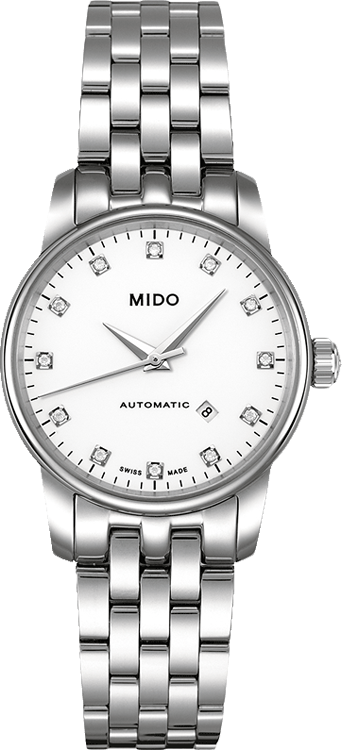 Buy Shop Mido Baroncelli III Automatic Diamonds White Dial Silver Steel Strap Watch For Women - M7600.4.66.1 USA Online