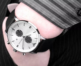 Buy Shop Emporio Armani Gianni White Dial Black Leather Strap Watch For Men - AR0385 USA Online