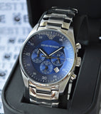Buy Shop Emporio Armani Sportivo Chronograph Blue Dial Silver Steel Strap Watch For Men - AR5860 USA Online
