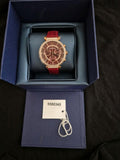 Buy Shop Swarovski Passage Chrono Red Dial Red Leather Strap Watch for Women - 5580345 USA Online