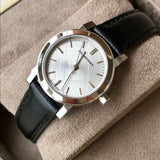 Buy Shop Burberry The City Silver Dial Black Leather Strap Watch for Women - BU9106 USA Online