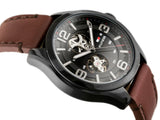 Buy Shop Tommy Hilfiger Bruce Automatic Black Dial Brown Leather Strap Watch for Men - 1791280 USA Online