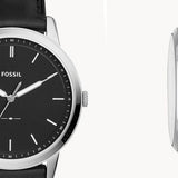 Buy Shop Fossil The Minimalist Three Hand Black Dial Black Leather Strap Watch for Men - FS5398 USA Online