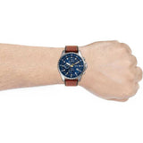 Buy Shop Fossil Dillinger Luggage Chronograph Blue Dial Brown Leather Strap Watch for Men - FS5675 USA Online