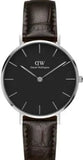 Buy Shop Daniel Wellington Classic Petite York Black Dial Brown Leather Strap Watch For Women - DW00100182 USA Online