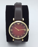 Buy Shop Emporio Armani Gianni T Bar Burgundy Dial Burgundy Leather Strap Watch For Women - AR1758 USA Online