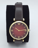 Buy Shop Emporio Armani Gianni T Bar Burgundy Dial Burgundy Leather Strap Watch For Women - AR1757 USA Online