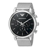 Buy Shop Emporio Armani Luigi Black Dial Silver Mesh Bracelet Watch For Men - AR8032 USA Online