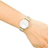 Buy Shop Emporio Armani Gianni T Bar Silver Dial Gold Stainless Steel Strap Watch For Women - AR1877 USA Online