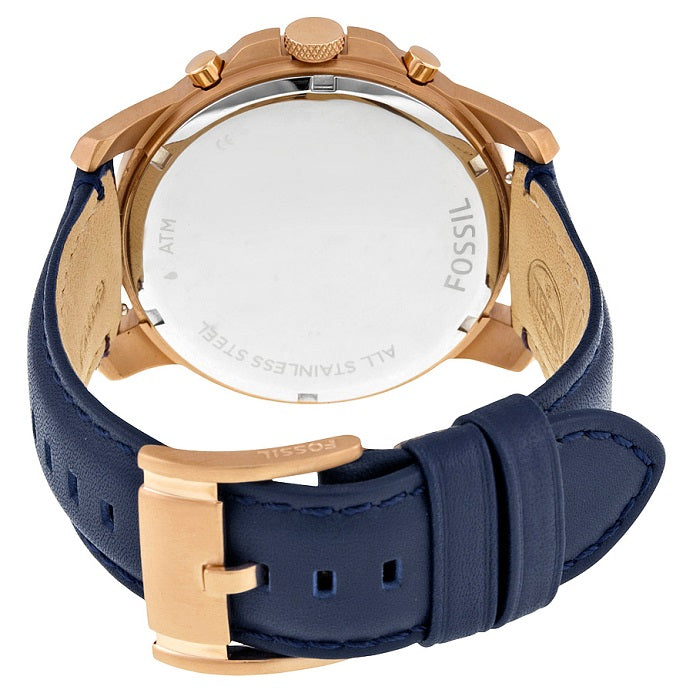 Buy Shop Fossil Grant Chronograph Black Dial Blue Leather Strap Watch for Men - FS5061 USA Online