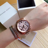 Buy Shop Michael Kors Brecken Chronograph Quartz Rose Gold Dial Rose Gold Steel Strap Watch For Women - MK6367 USA Online