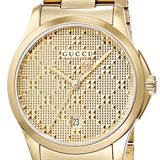 Gucci G Timeless Gold Dial Gold Steel Strap Watch For Women - YA126553